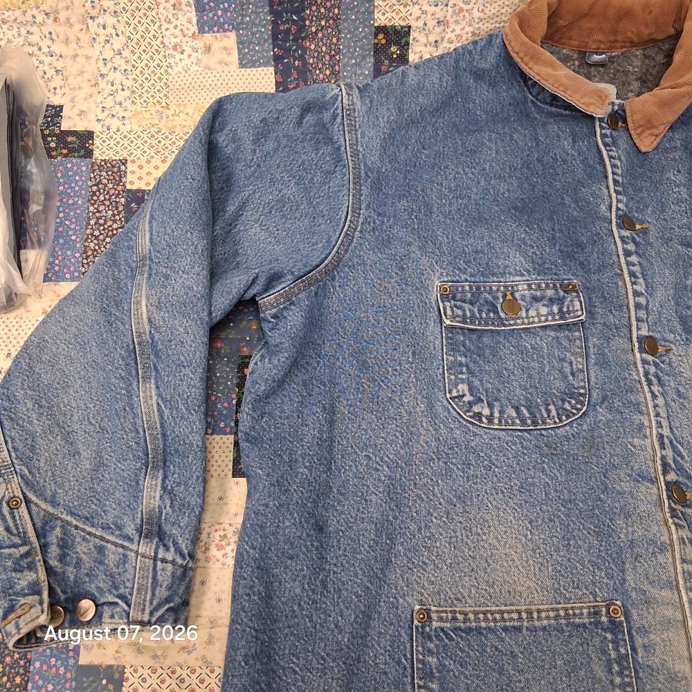 Vintage Carhartt C59 DST Denim Chore Coat Mens 2XL Blanket Lined USA Barn Jacket - Picture 6 of 14